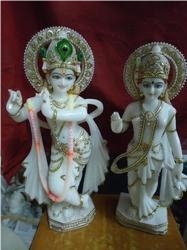 Radha Krishna Statue, White, Makaran White Marble Statues