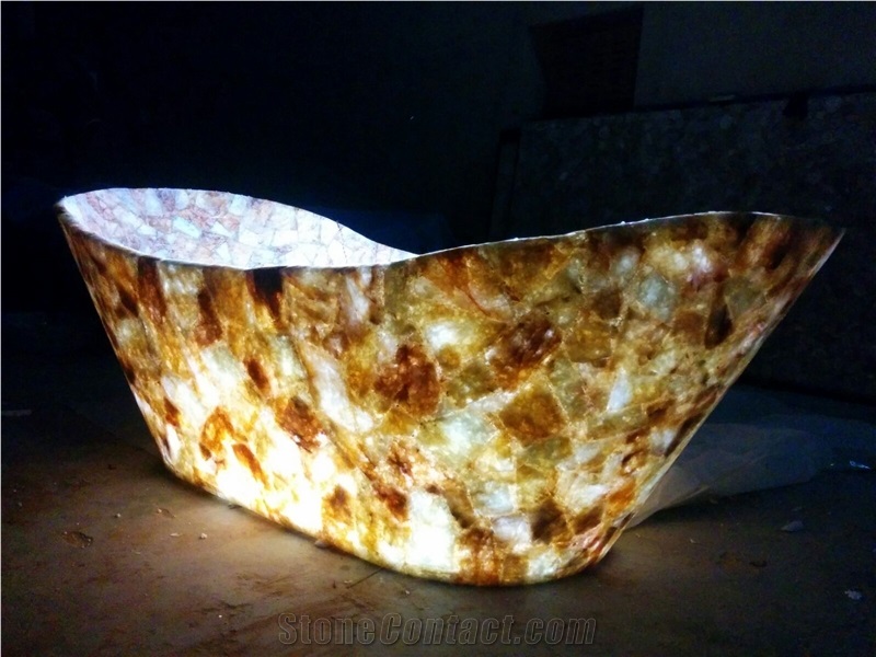 Semiprecious Stone Yellow Quartz Bath Tub
