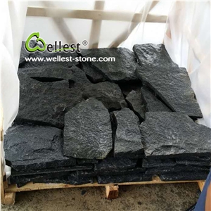 G654 Sesame Black Padang Dark Granite L Shape Whole Body Irregular Wall Corner Stone