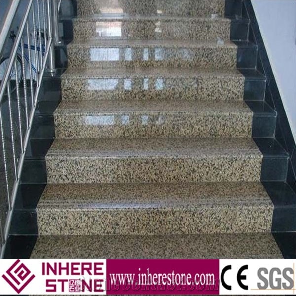 Giallo Fiorito Granite Stairs & Steps, Stair Threshold, Stair Riser