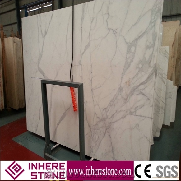 Polished Calacatta White Marble Tiles & Slabs, Calacatta Marble Slabs, Marble Interior Wall Panels