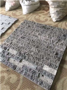 China Lava Stone Mosaic Tiles, Hainan Moon Surface Basalt, Grey Basalt Mosaic Tiles