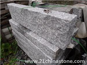 Blocks in Stock-G603 Granite Deck Stair Treads with Flamed & Brushed Finish, Grey Granite Staircase with Antique Looking, Anti-Slipping Treatment Steps