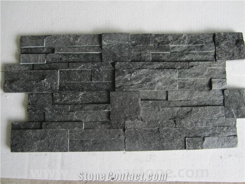 China Nero Black Slate Stacked Stone Stone Wall Decor/ Cultured Stone Wall Cladding