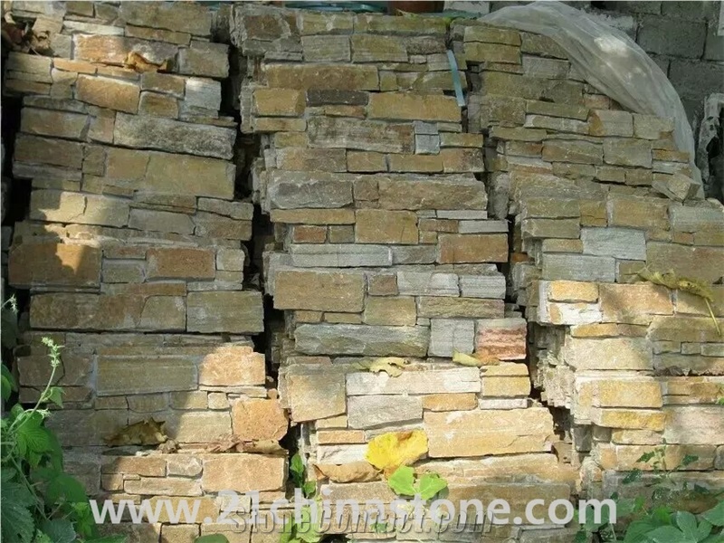 China Rust Slate Stacked Stone/ Ledge Stone/Cultured Stone for Wall Panel Decor,Exposed Wall Cladding-02