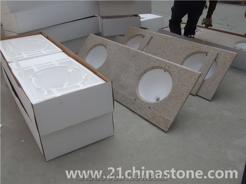 Csi-G682 Rustic Granite Bath Tops/Vanity Tops/China Sunset Giallo Granite Bathroom Tops
