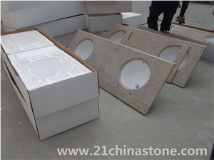 Csi-G682 Rustic Granite Bath Tops/Vanity Tops/China Sunset Giallo Granite Bathroom Tops