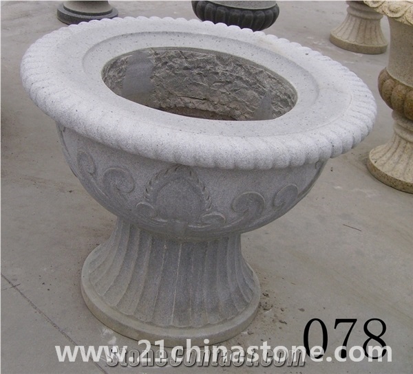 G603 Grey Granite Carving Flower Pot /Landscaping Stone Garden Stone