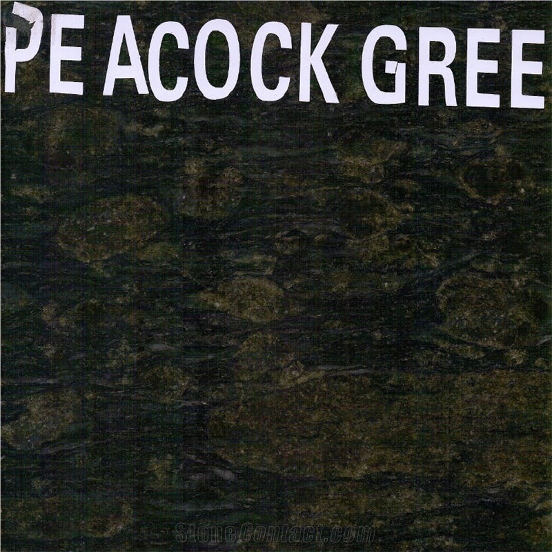 Peacock Green Granite Slabs, Tiles, Green Polished Granite Floor Tiles, Wall Tiles