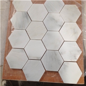 Oriental White 3" Hexagon Mosaic Polished