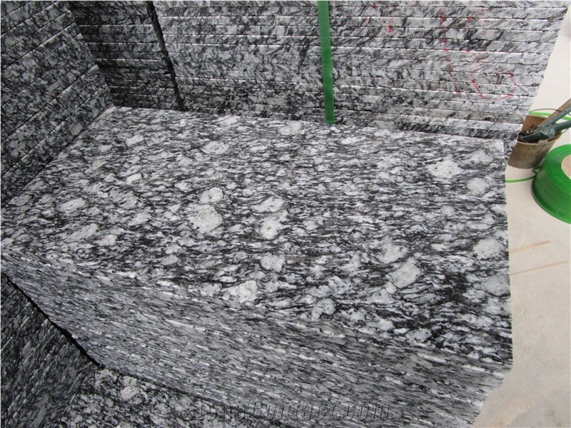 Spray White Slabs & Tiles/Sea Flower/Wave White Granite Flamed Cut to Size Tiles/Covering/Flooring
