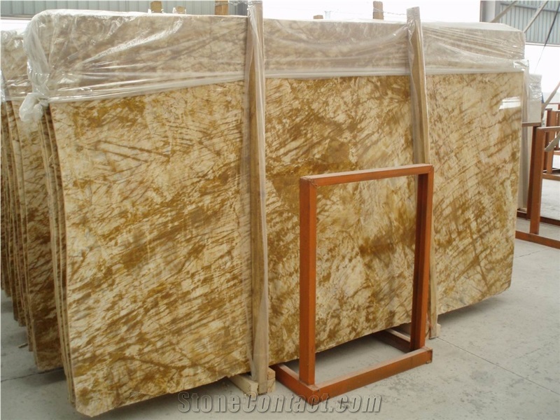 Xiamen China Chinese Golden Crystal Marble Slab Tile Paver Cover Flooring Honed Flamed Vein&Cross Cut Patterns