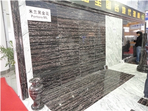 Xiamen China Chinese Portoro Ml Marble Slab Tile Paver Cover Flooring Polished Honed Flamed Split Cross&Vein Cut Patterns