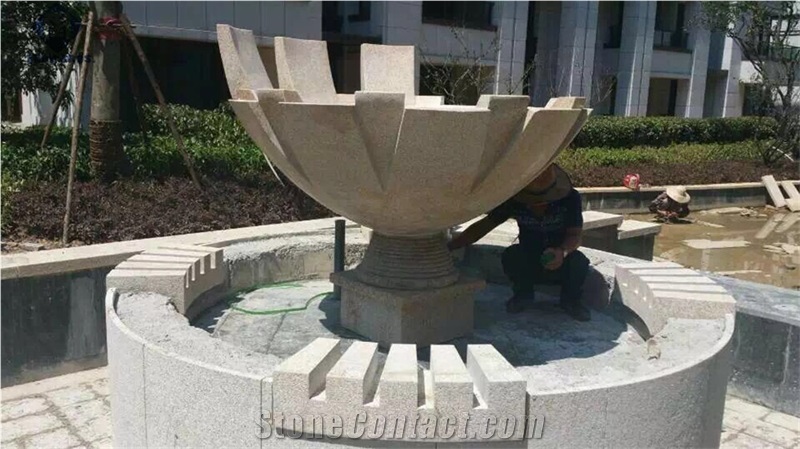 China Beige Granite Garden Fountains, Exterior Fountains