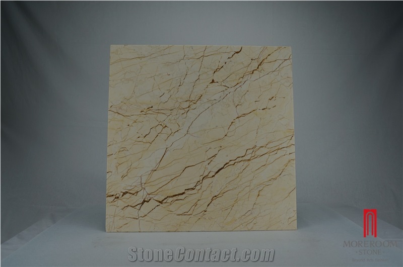 Cream Block Marble Golden Sofitel Laminate Marble Golden Panel Slabs Turkey Stone