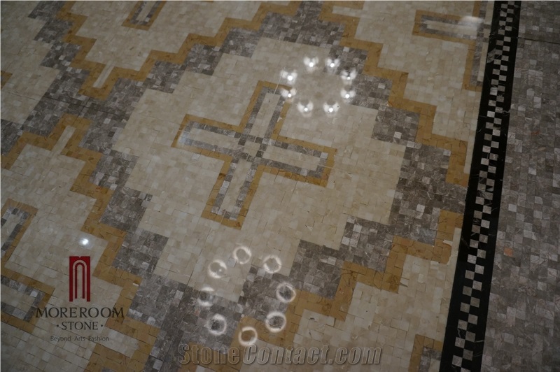Iran Beige Marble Polished Mosaic Wall Mosaic Floor Mosaic Brick Mosaic Basket Weave Mosaic for Indoor Decoration