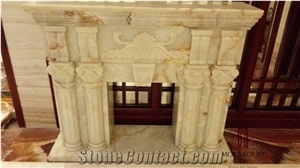 Italian Decorative Natural Stone Beige Marble Fireplace Design