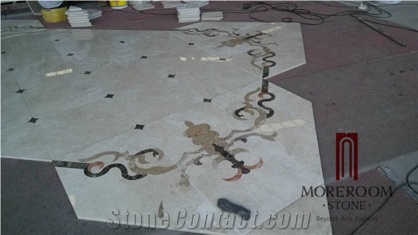 Italy Thin Laminated Beige Marble Water-Jet Marble Medallions Marble Flooring Designs Modern Home Decor Italy Marble Price