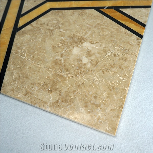 Marmocer Star Design Cappuccino Marble Ceramic Backed Medallion