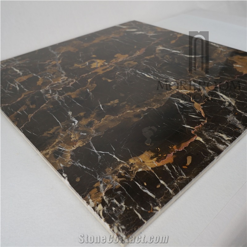 Moreroom Stone Afghanistan Protoro Black Marble Laminated Stone Sandwich Panel with Ceramic Backing