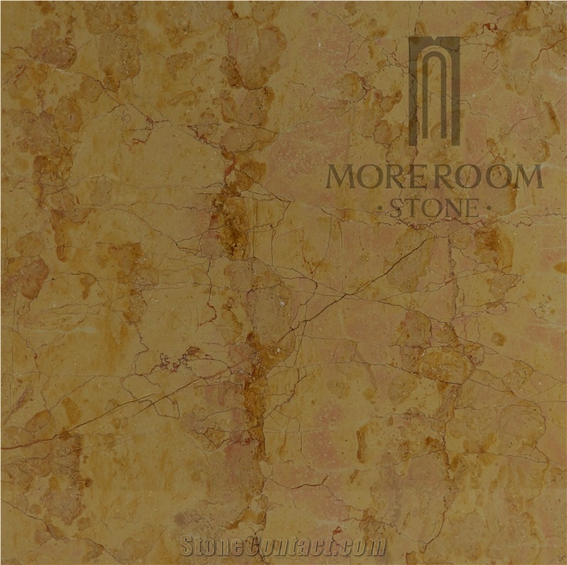 Moreroom Stone Turkey Golden Rose Marble Tile Laminated Stone Slabs & Tiles,Sandwich Panel with Ceramic Backing