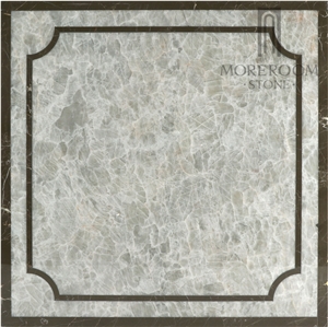 Portugal Estremoz Crystal Grey Marble Waterjet Square Medallion from Moreroom Stone