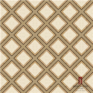 Spain Pinoso Beige Marble Crema Marfil Marble, Classic Design, Waterjet Medallions, Composited Marble Waterjet Medallion, Floor Medallion, Carpet Medallions