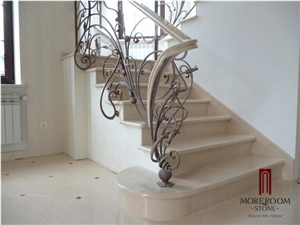 Spain Pinoso Crema Marfil Marble Marble Stair Treads and Risers Marble Stair Steps Laminate Stair Treads and Risers Staircase Designs for Marble