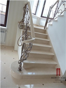 Spain Pinoso Crema Marfil Marble Marble Stair Treads and Risers Marble Stair Steps Laminate Stair Treads and Risers Staircase Designs for Marble