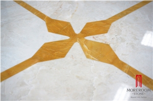 Turkey Beige Laminated Medallion, Marble Ultraman & Golden Onyx Marble Water Jet Medallion Floor Medallion Carpet Medallion Laminated Medallion for Floor Design