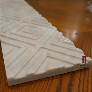 Turkey Beige Marble Latte Beige Marble Border Cnc Marble Skirting Wall Faux Stone 3d Marble Border Decos