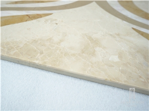 Turkey Feslikan Oscar Beige Marble Laminate Tile Polished Marble Flooring Modern Design Thin Laminated Water-Jet Medallions Turkish Marble Price