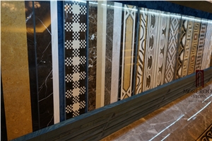 Turkey Hacilar Beige Marble Cappuccino Marble Skirting Border Decos Mosaic Border Mordern Design, Cappucino Grey Marble Mosaic Border
