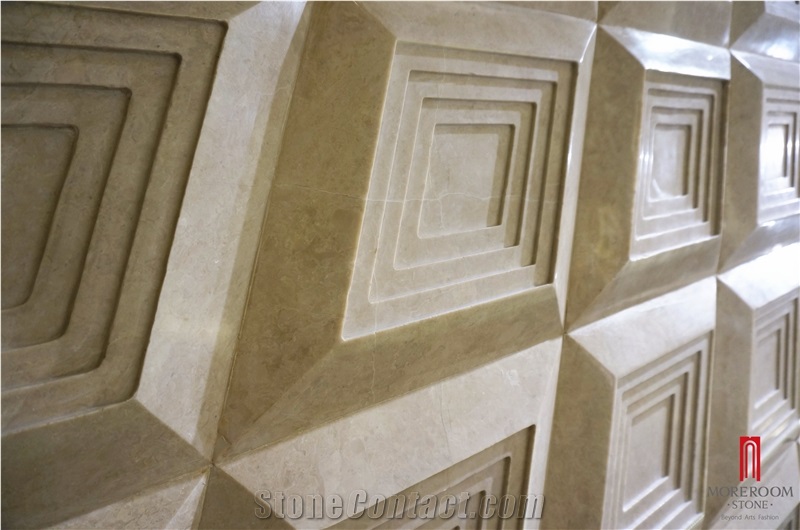 Turkey Hacilar Beige Marble, Cappucino Marble Walling Tiles 3d Wall Panels, Cnc Wall Panels, Ceramic Backed 3d Wall