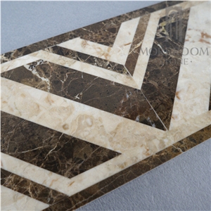 Turkey Hacilar Cappucino Marble and Dark Emperador Marble Marble Flooring Border Designs Marble Border for Bathrooms