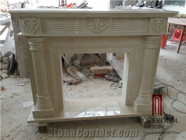 Villa Decoration Italian Carrara White Marble Fireplace Design