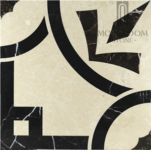 White and Black Marble Medallion Quotation Natural Marble and Composite Marble Tiles