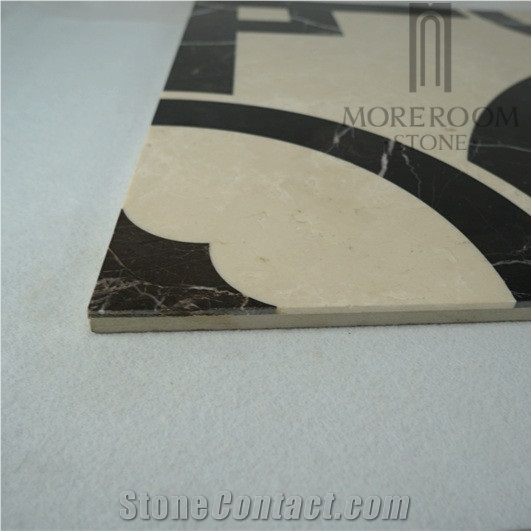 White and Black Marble Medallion Quotation Natural Marble and Composite Marble Tiles