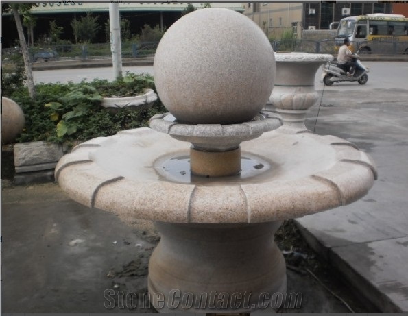 Beige Granite Stone Garden Water Fountain, Natural Granite Outdoor Water Fountain, Exterior Fountains