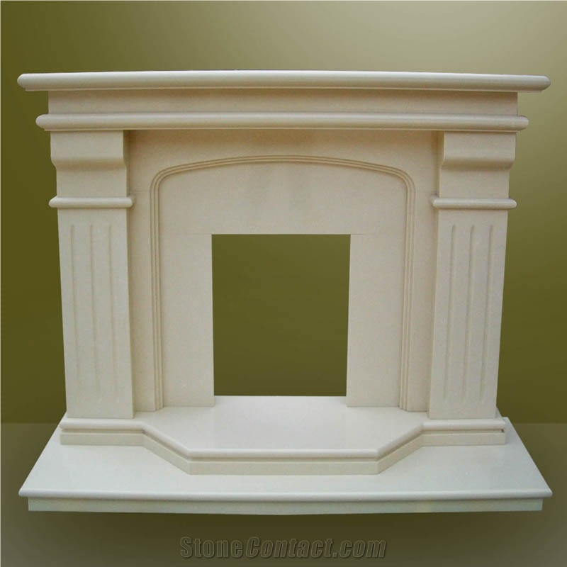 Beige Marble Fireplace Surround, Yellow Marble Fireplave Surround