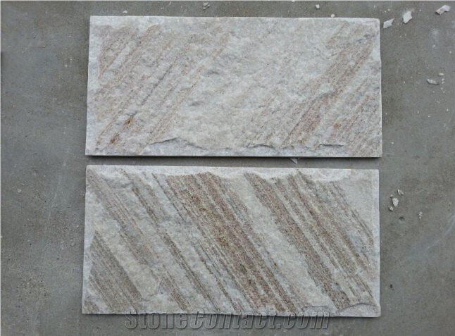 Beige Quartzite Stone Tiles & Slabs, Natural Beige Wooden Grain Quartzite Stone Tiles