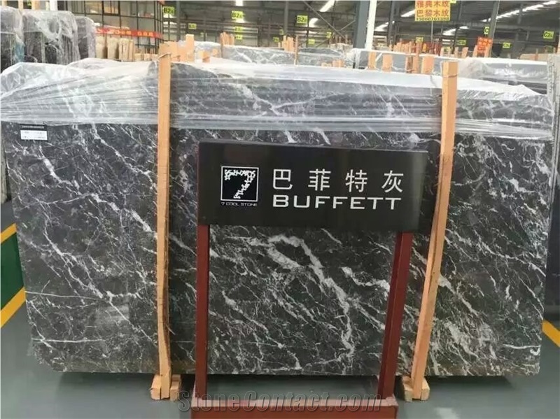 China Buffett Grey Marble, Dark Grey Marble with White Veins Slabs & Tiles