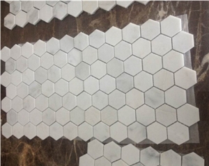 Polished White Marble Mosaic Tiles, Interior Stone Tiles, Mosaic Marble Floor Patterns
