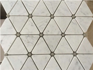 Polished White Marble Mosaic Tiles, Interior Stone Tiles, Mosaic Marble Floor Patterns