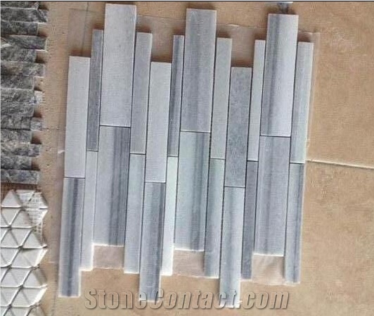 Wooden Grey Marble Mosaic Tile, Wooden Grain Marble Mosaic Tiles