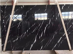 Nero Margiua, Black Marble with White Veins Tiles & Slabs, Nero Oriental, Marble Floor Covering, Large Marble Slab, Luxury Floor Marble Tiles, Marble Floors and Stairs Ns-M1/D10