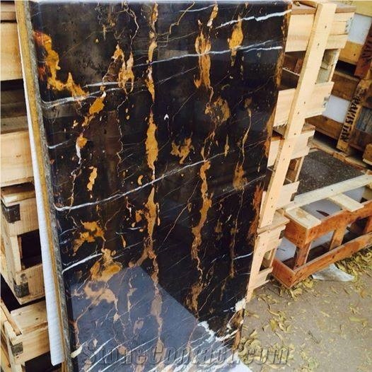 Black Portoro Gold Marble Tiles & Slabs, Wall Covering Tiles