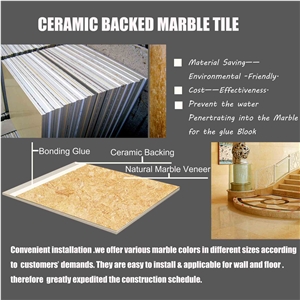 Marble Laminated with Ceramic Slabs & Tiles, ,Ceramic Marble Slabs & Tiles