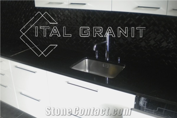 Black Galaxy Granite Kitchen Peninsula, Bench Top