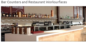 Bone Corian Solid Surface Bar Counters and Restaurant Worksurfaces